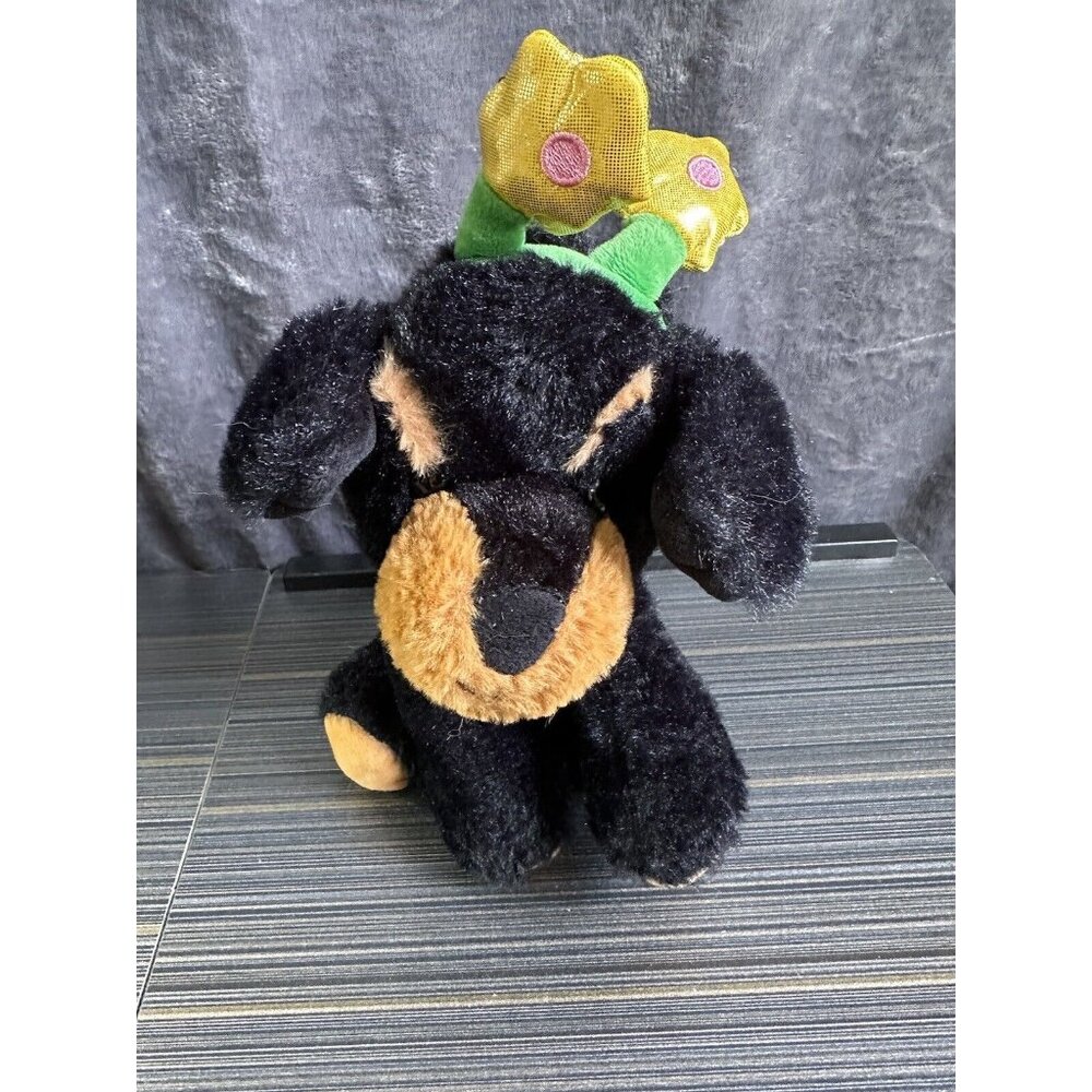 Rottweiler Puppy Dog Stuffed Animal Plush With Flowers Headband Spring RETIRED‎